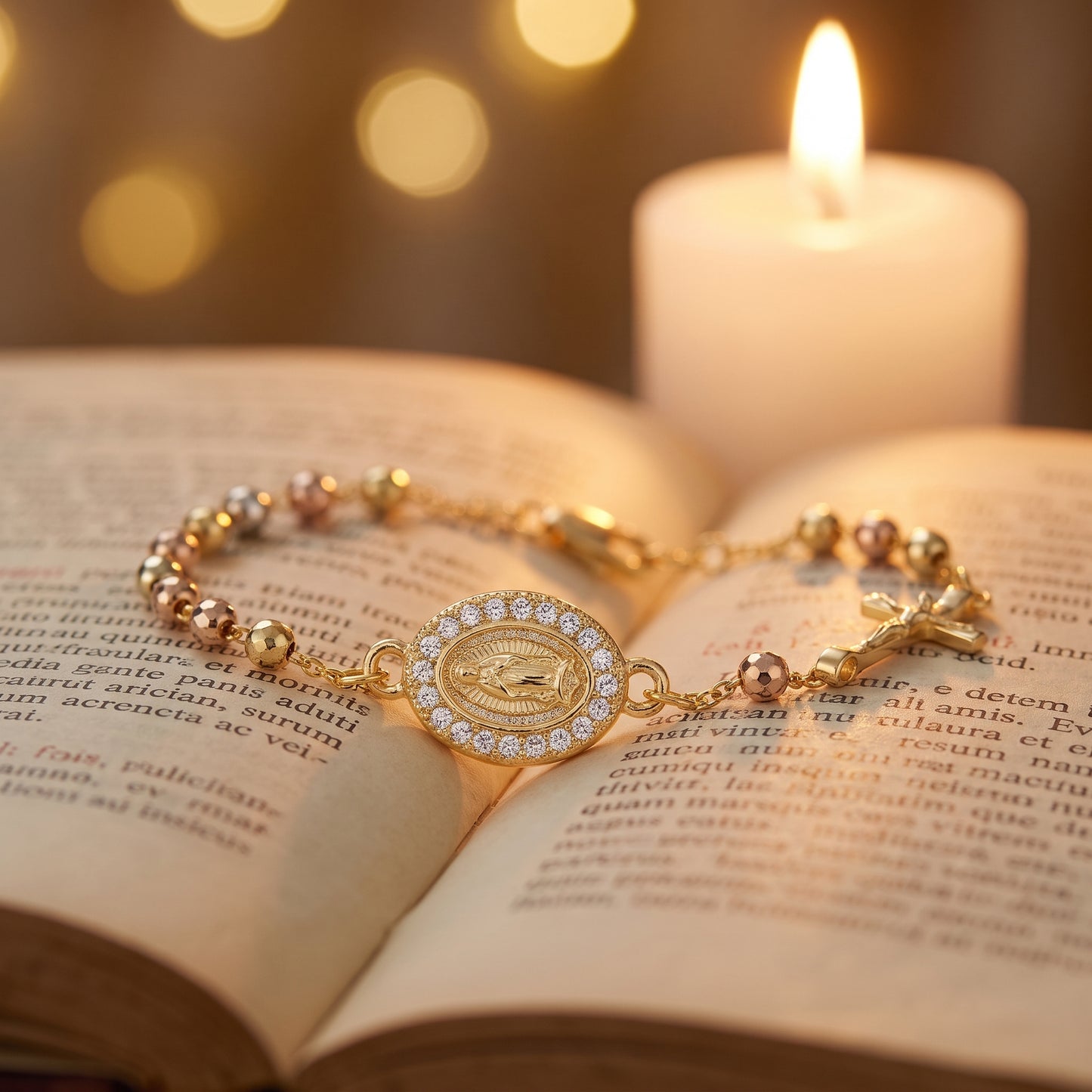 Pulsera Rosario con Virgen y Cruz
