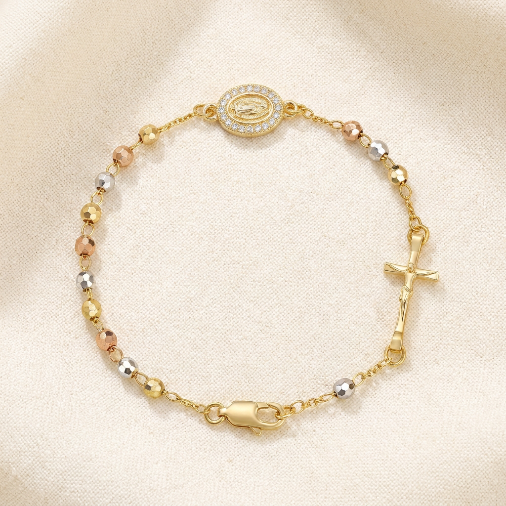 Pulsera Rosario con Virgen y Cruz